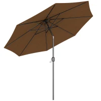 Outsunny Parasol de jardin extérieur Parasol droit inclinable Ø 3 m en métal Rond Polyester 180g/m² manivelle inclinable Chocolat(m-1)