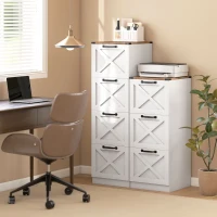 HOMCOM Cassettiera 4 Cassetti con Supporto Stampante e Binario per formato A4/Lettera 40x40x131 cm Bianco(m-4)