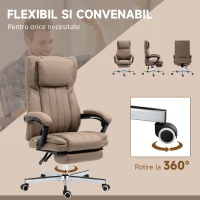 Vinsetto Scaun Rabatabil cu Masaj și Suport pentru Picioare, Confortabil pentru Acasă, cu Tetieră și Telecomandă, 6 Puncte & 5 Moduri, Maro(m-7)