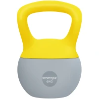 SPORTNOW 6KG Soft Kettlebell, Kettlebell with Non-Slip Handle for Home Gym, Weight Lifting, Strength Training, Yellow/Grey(m-10)
