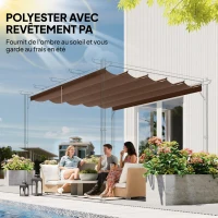 Outsunny Toile de toit pour pergola tonnelle rétractable de 3 x 3 m - toile uniquement 250 x 255 cm café(m-5)