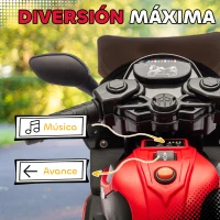 AIYAPLAY Moto Eléctrica para Niños 6V con Ruedas de Apoyo Música Faro para Niños de 18-36 Mesas Rojo(m-4)