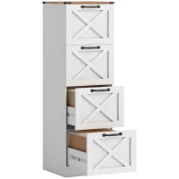 HOMCOM Cassettiera 4 Cassetti con Supporto Stampante e Binario per formato A4/Lettera 40x40x131 cm Bianco(m-7)