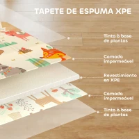 AIYAPLAY Tapete de Atividades para Bebé Dobrável e Reversível 196x176 cm Tapete de Brincar para Bebé XPE Dupla Face Impermeável Multicolor(m-5)