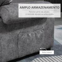 HOMCOM Poltrona Relax Reclinável com Apoio para os Pés Retrátil Encosto Alto Bolso Lateral Acolchoado Grosso 88x91x108 cm Cinzento(m-5)