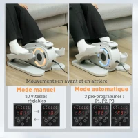 SPORTNOW Elliptique de bureau, vélo elliptique électrique écran LCD, télécommande et 10 vitesses réglables, 45 x 42 x 27 cm blanc(m-4)