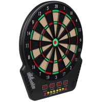 HOMCOM Cible Jeu de flechettes électronique Professionnel 27 jeux 243 variations - Fléchettes pour 1 à 16 joueurs, 6 fléchettes et 24 pointes souples, convient pour les fêtes et les soirées de jeu(m-1)