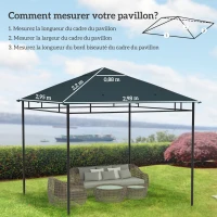 Outsunny Toile de rechange pour pavillon tonnelle tente toit de remplacement gazebo de jardin tissu polyester haute densité 180 g/m² anti-UV 3 x 3 m gris(m-3)