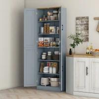 HOMCOM Armário de Cozinha com 4 Portas e Prateleiras Ajustáveis Anti-Tombo 60x30x171 cm Cinzento(m-2)