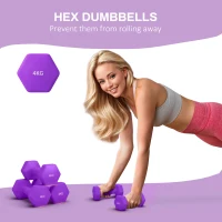 SPORTNOW 2 x 4kg Hexagonal Dumbbells Weights Set with Non-Slip Grip for Home Gym Workout, Purple(m-4)
