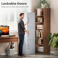 HOMCOM Armadio per Ufficio in Acciaio a 3 Porte Indipendenti con Serratura e 2 Chiavi, 45x38x180 cm, Grigio Chiaro(m-5)