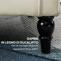 HOMCOM Poltrona da Salotto Imbottita in Tessuto con Schienale Trapuntato, 74x86x102cm, Bianco(m-7)