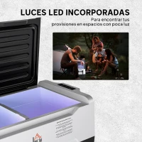HOMCOM Nevera Compresor 30,5L -20℃-20℃ 12 / 24V DC y 100-240V CA con 2 Ruedas y Compartimento Congelador 72,6x39x37,3 cm Negro(m-6)