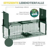 Outsunny Tierfalle, Lebendfalle, Mausfalle, 2 Türen, Metall, 60 x 18 x 20 cm, Grün(m-6)