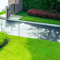 Outsunny Grillage Rouleau soudé - Maille 7,3L x 6,3l cm - Hauteur 2 m - Longueur 10 m - poteaux, Jambes de Force Inclus - Acier revêtement PVC Vert(m-9)