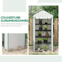 Outsunny Serre de jardin Serre 5 niveaux avec 1 porte enroulable, Bâche en PE Renforcée Résistante dim. 90L x 49l x 193H cm(m-8)