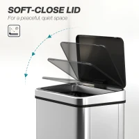 HOMCOM 40L Sensor Bin with Quiet Soft-Close Lid, Automatic Touchless Motion Sensor Kitchen Bin with Fingerprint Resistant Stainless Steel for Hygienic Gyms, Home Office Use, Silver Tone(m-7)