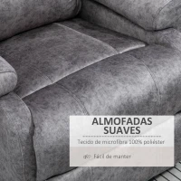 HOMCOM Poltrona Relax Reclinável com Apoio para os Pés Retrátil Encosto Alto Bolso Lateral Acolchoado Grosso 88x91x108 cm Cinzento(m-6)