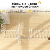 PawHut Dierenhek, 6-panel barrière met deur, opvouwbaar, voor kleine & middelgrote honden, kunststof, koolstofstaal, wit(m-7)