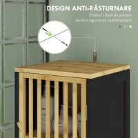 HOMCOM Dulap de Baie Înalt, Dulap de Baie cu 2 Compartimente Deschise, 2 Uși și Rafturi Reglabile, 32x30x172 cm, Negru(m-7)