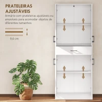 HOMCOM Armário de Cozinha com 4 Portas 1 Gaveta e Prateleiras Ajustáveis Anti-Tombo Armário de Cozinha Moderno 70,8x34x180 cm Branco(m-5)