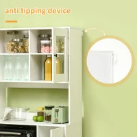 HOMCOM Freestanding Kitchen Cupboard, Modern Kitchen Storage Cabinet with Doors and Adjustable Shelves, 180cm, White(m-5)