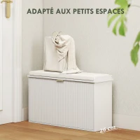 HOMCOM Banc à chaussures avec coussin d'assise rembourré et tiroir rabattable pour couloir, chambre, 80 x 26 x 47,5 cm, blanc(m-4)