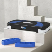 Stepper Fitness Aerobic - Aosom.fr x FFHandball - hauteur reglable surface antiderapante 80 x 31 x 20 cm noir bleu(m-8)