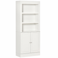 HOMCOM Kitchen Cupboard with 6-tier Shelving, Freestanding Storage Cabinet Sideboard, Pantry Cupboard with 3 Open Compartments and Double-door Cabinet with Adjustable Shelves, White