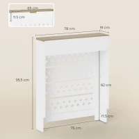 HOMCOM Couvercle de radiateur, cache radiateur avec placard rabattable et étagère supérieur, 78 x 19 x 95,5 cm, blanc(m-3)