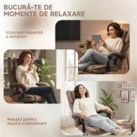 Vinsetto Scaun Rabatabil cu Masaj și Suport pentru Picioare, Confortabil pentru Acasă, cu Tetieră și Telecomandă, 6 Puncte & 5 Moduri, Maro(m-9)
