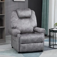 HOMCOM Sillón Relax Reclinable Manual hasta 135º con Reposabrazos Reposapiés Acolchado Grueso Gris(m-2)