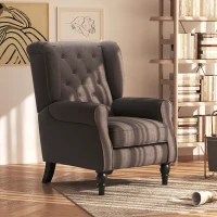 HOMCOM Sillón de Salón con Reposacabezas y Patas de Madera Butaca Carga 160 kg para Dormitorio Oficina Sala de Estar Marrón(m-2)