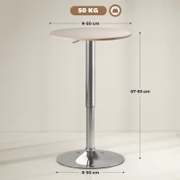 HOMCOM Mesa de Bar con Altura Ajustable Giratoria 360° Base Redonda Mesa Alta de Bar para Cocina Comedor Ø60x67-93 cm Natural(m-3)