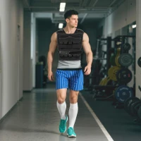 SPORTNOW Gilet lesté 20 kg ajustable veste de poids réglable pour homme et femme bande réfléchissante 50 x 40 cm noir(m-2)
