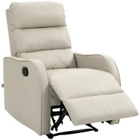 HOMCOM Sillón Relax Reclinable Sofá Relax Tapizado en PU con Reposapiés Retráctil para Dormitorio Salón 65x89x100 cm Crema(m-6)