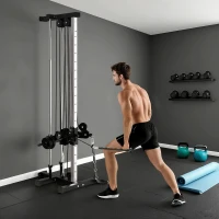 SPORTNOW Máquina Polea Alta y Baja de Pared de Doble Polea Ajustable en 15 Posiciones Multifunción Lat Pulldown para Gimnasio(m-2)