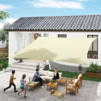 Outsunny Voile d'ombrage rectangulaire 4x6m toile ombrage extérieur protection anti-UV pour jardin terrasse patio balcon, sable(m-10)