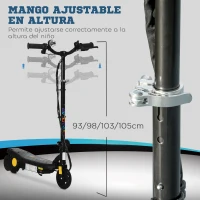 HOMCOM Patinete Eléctrico para Niños de 7-14 Años Plegable con Faro LED Rueda y Freno Velocidad Máxima de 12 km/h Negro(m-6)