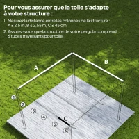 Outsunny Toile de toit pour pergola tonnelle rétractable de 3 x 3 m - toile uniquement 250 x 255 cm beige(m-4)