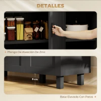 HOMCOM Aparador de Salón con 3 Puertas y Estantes Ajustables para Cocina Comedor Estilo Moderno 90x30x90 cm Negro(m-6)