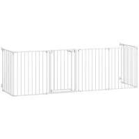 PawHut Barrera para Perros Plegable Valla para Mascotas de 6 Paneles Puerta con Cierre Doble para Escalera Pasillo Blanco(m-11)