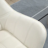 HOMCOM Butaca de Salón Moderna Tapizado en Terciopelo con Asiento Ancho Patas de Madera Sillón Relax para Sala de Estar Crema(m-8)