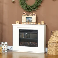 HOMCOM Cheminée électrique 1000W/2000W fausse cheminée effet flamme à 12 couleurs et 5 luminosités réglables 98x25x80cm blanc(m-8)