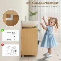 HOMCOM Meuble sous lavabo, meuble de salle de bain avec 6 étagères ouvertes et porte à fermeture amortie 60 x 33 x 57 cm, vert(m-7)