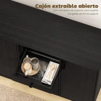 HOMCOM Aparador de 3 Puertas Aparador de Salón con 3 Cajones Estantes Ajustables para Cocina Entrada Negro 143,5x40x90 cm(m-5)