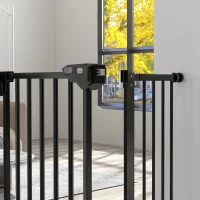 PawHut Barrera de Seguridad para Perros 74-94 cm con Extensión Montaje a Presión y Doble Bloqueo Negro(m-9)