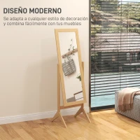 HOMCOM Espejo de Pie Cuerpo Entero Reclinable 47x46x148 cm Espejo de Cuerpo Entero Independiente con Marco rectangular Roble(m-5)