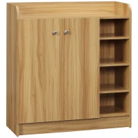 HOMCOM Meuble de rangement à chaussures pour entrée avec 4 compartiments ouverts et placard double porte - étagère réglable(m-10)