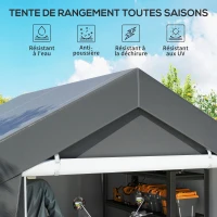 Outsunny Abri de jardin tente de stockage portable pour extérieur avec cadre en acier galvanisé et grande porte 3 x 3 m gris(m-4)